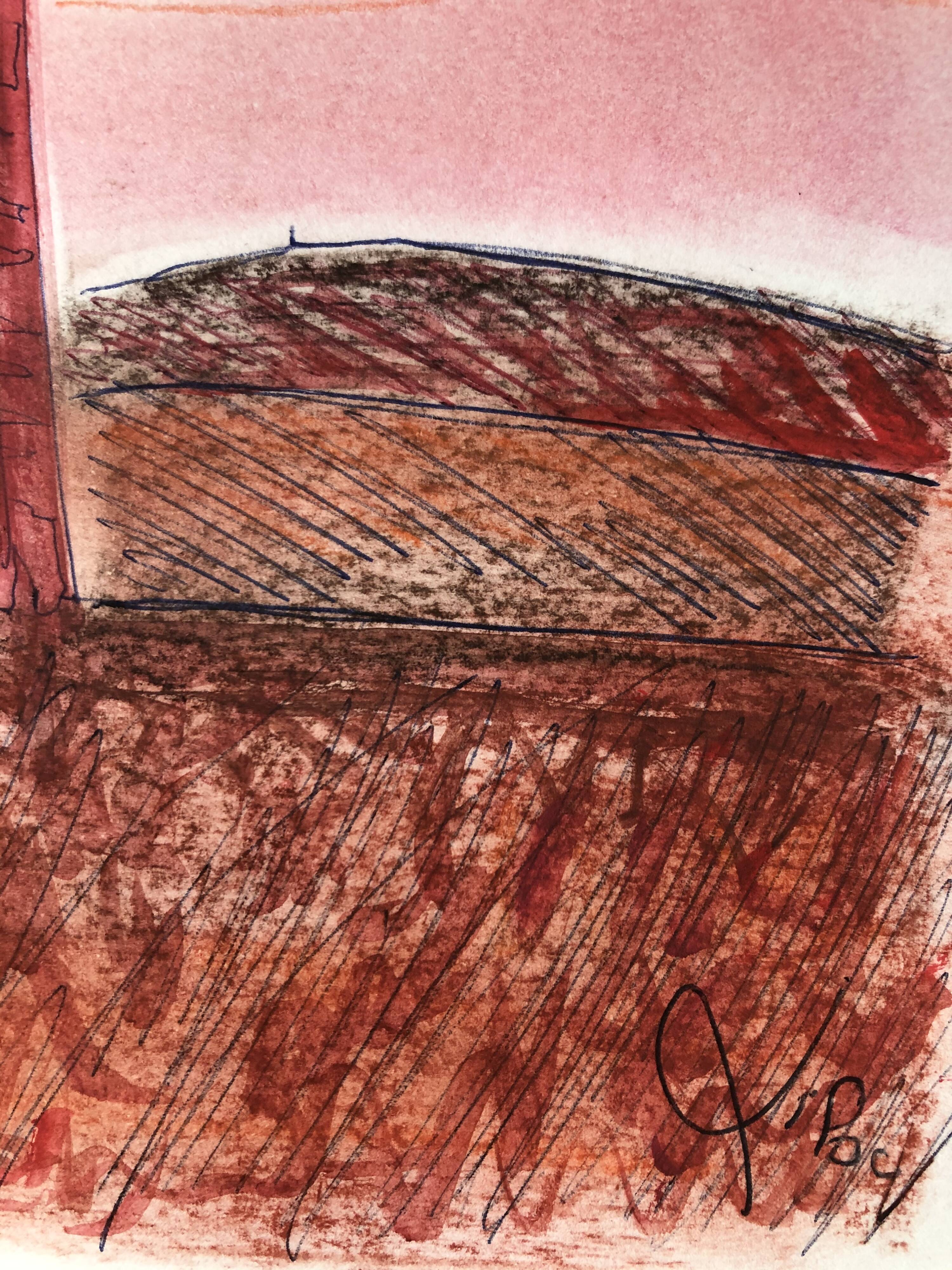 Dessin arbre rouge par Lilou, tableau unique