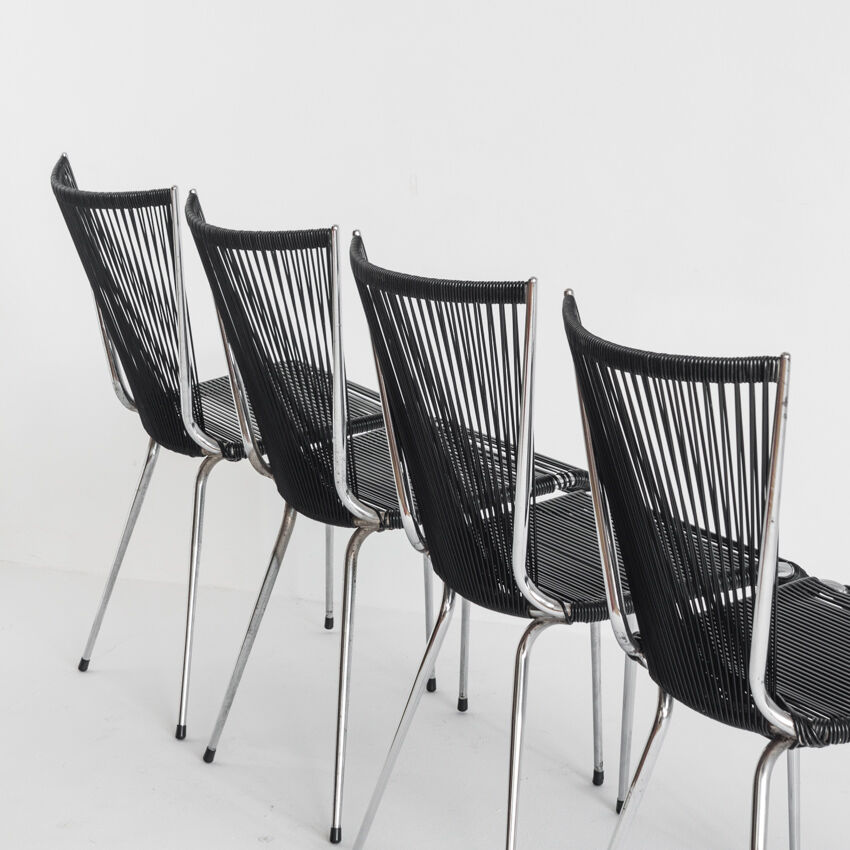 Set of 4 chairs "scoubidou", France, 1960s