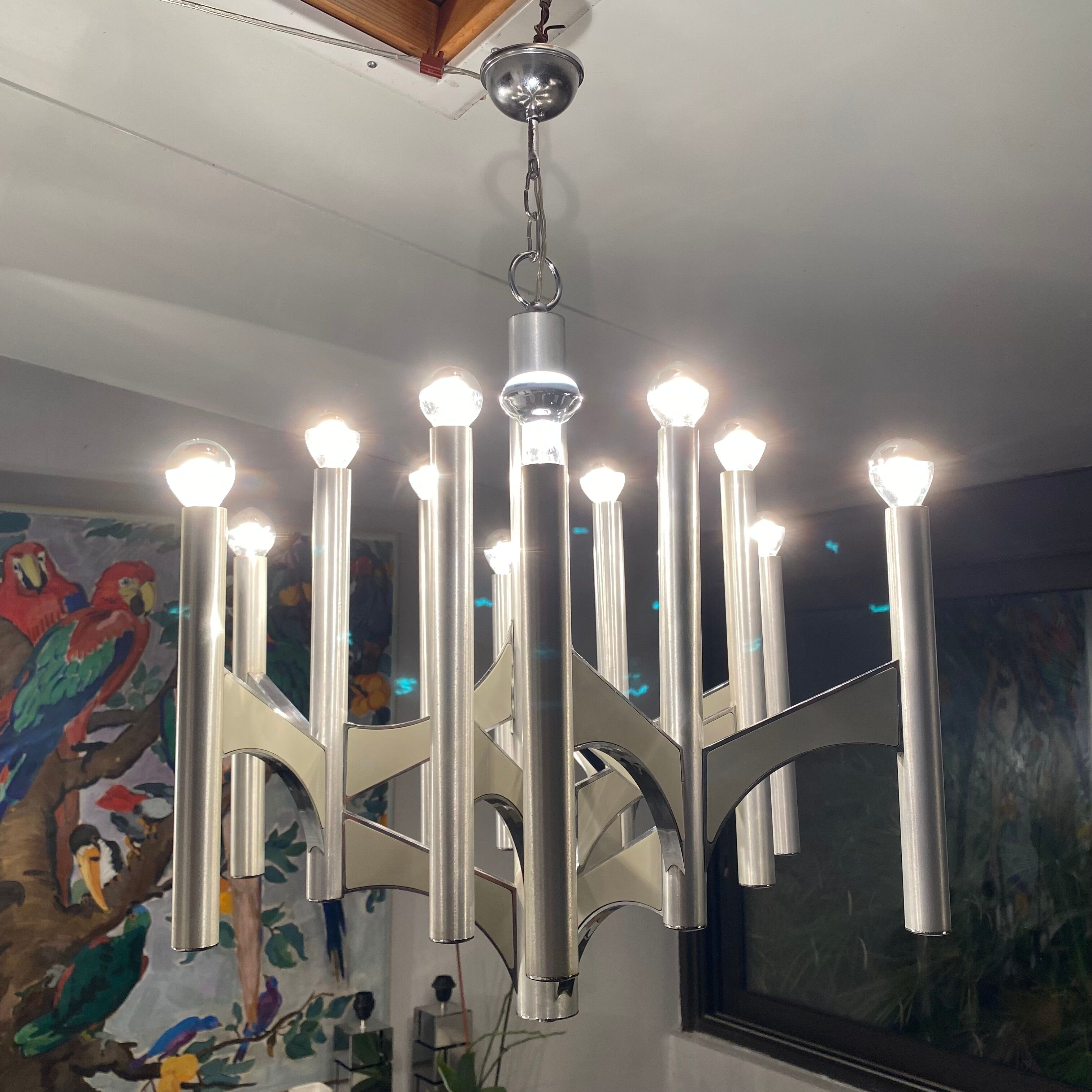 Chandelier "Concorde" 12 fires by Gaetano Sciolari, 1960.