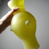 Murano baluster vase, yellow, frosted glass in Seguso style, vintage 1960.