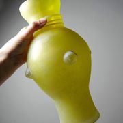 Murano baluster vase, yellow, frosted glass in Seguso style, vintage 1960.