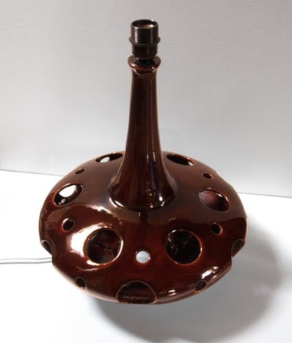 Lamp "flying saucer" space age ceramic Brown