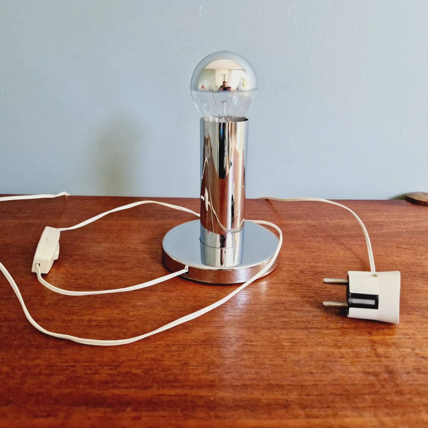Space Age tubular lamp in chrome metal, 1970s