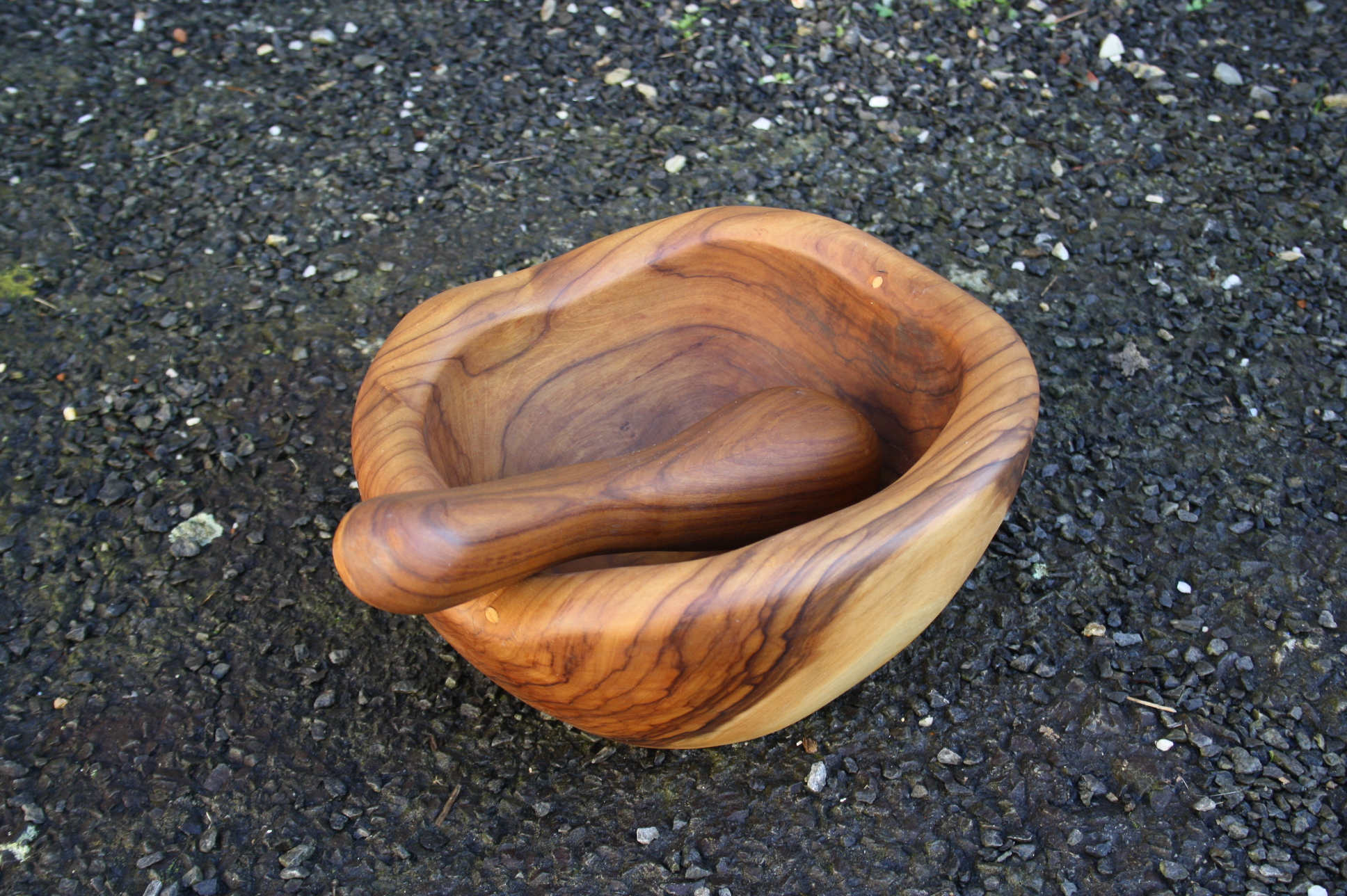 Rustic olive wood mortar