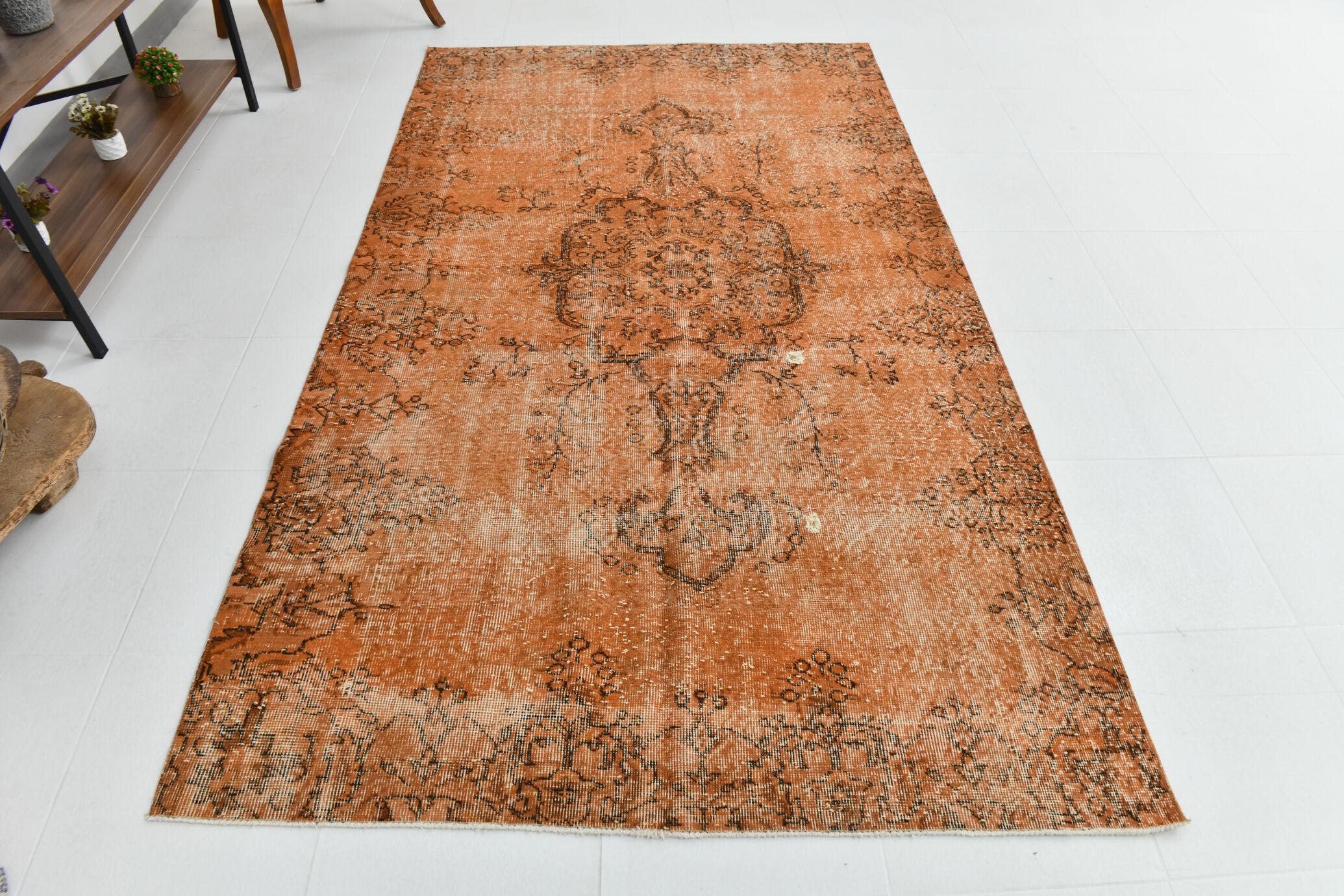 5x9 brunt orange classic turkish rug, 151x266cm