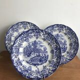 3 Luneville Flat Plates Toile De Jouy Style Picnic Decor