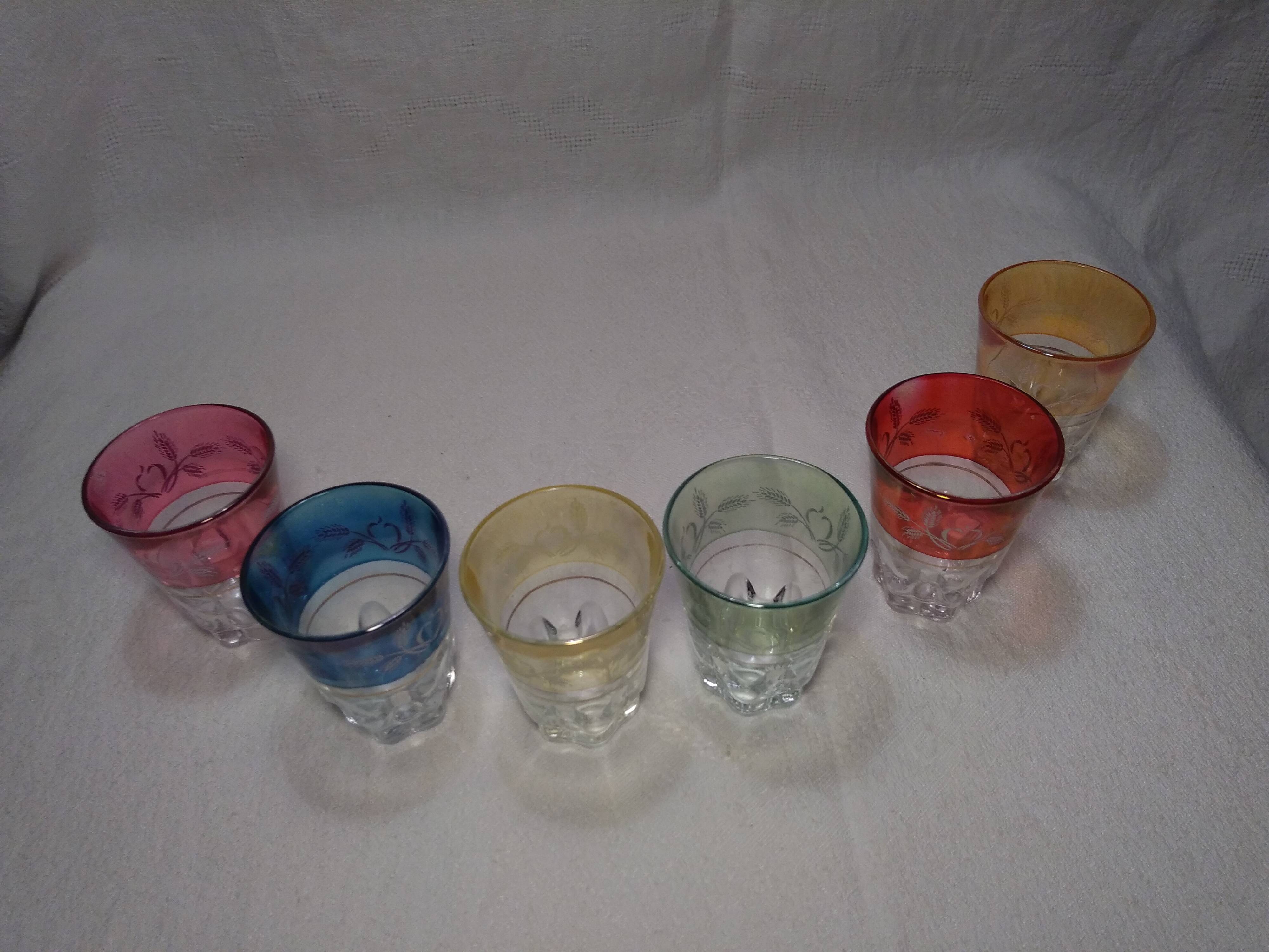 6 vintage liqueur glasses 50