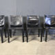Black leather Mario Bellini Cab dining chairs Italy, 1970s - set of 4