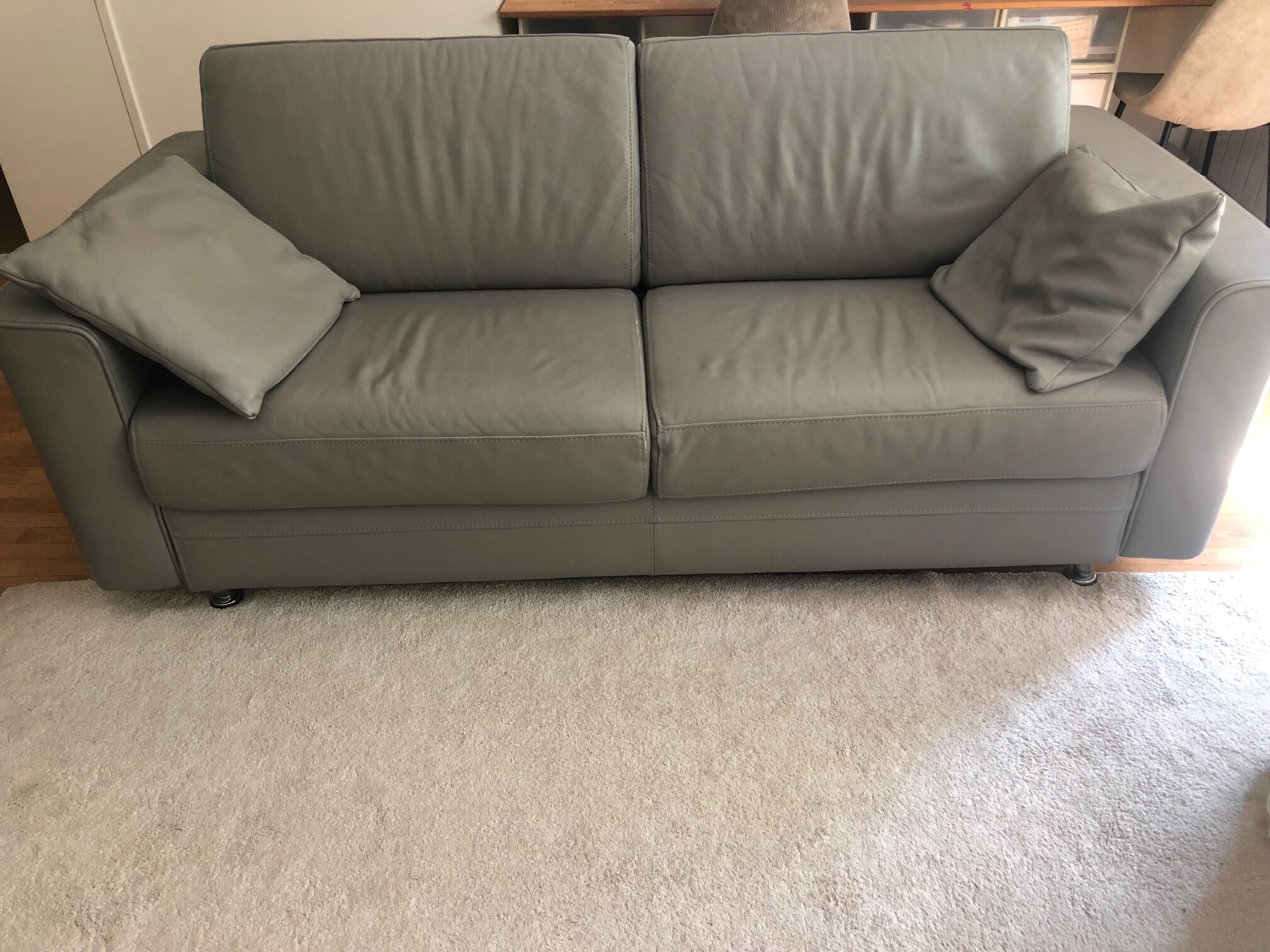 Sofa bed in grey leather from Steiner