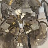 Vistosi chandelier with 28 faceted amber glass discs, Italy 1960s