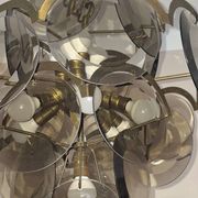 Vistosi chandelier with 28 faceted amber glass discs, Italy 1960s