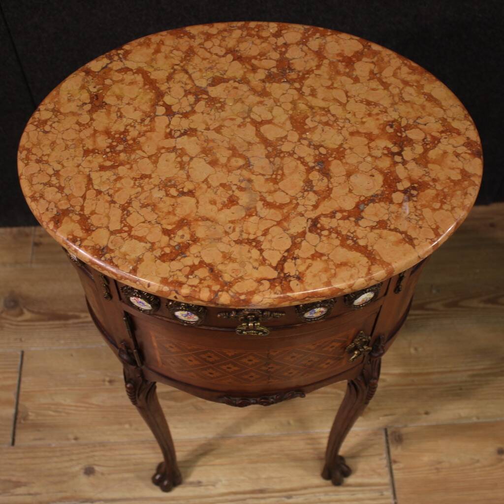 Pair of bedside tables in marquetry from the 20th century.
