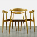 Chaises de salle à manger danoises « cœur » en hêtre et teck, FH4103, bz Hans J. Wegner pour Frity Hansen, années 1950