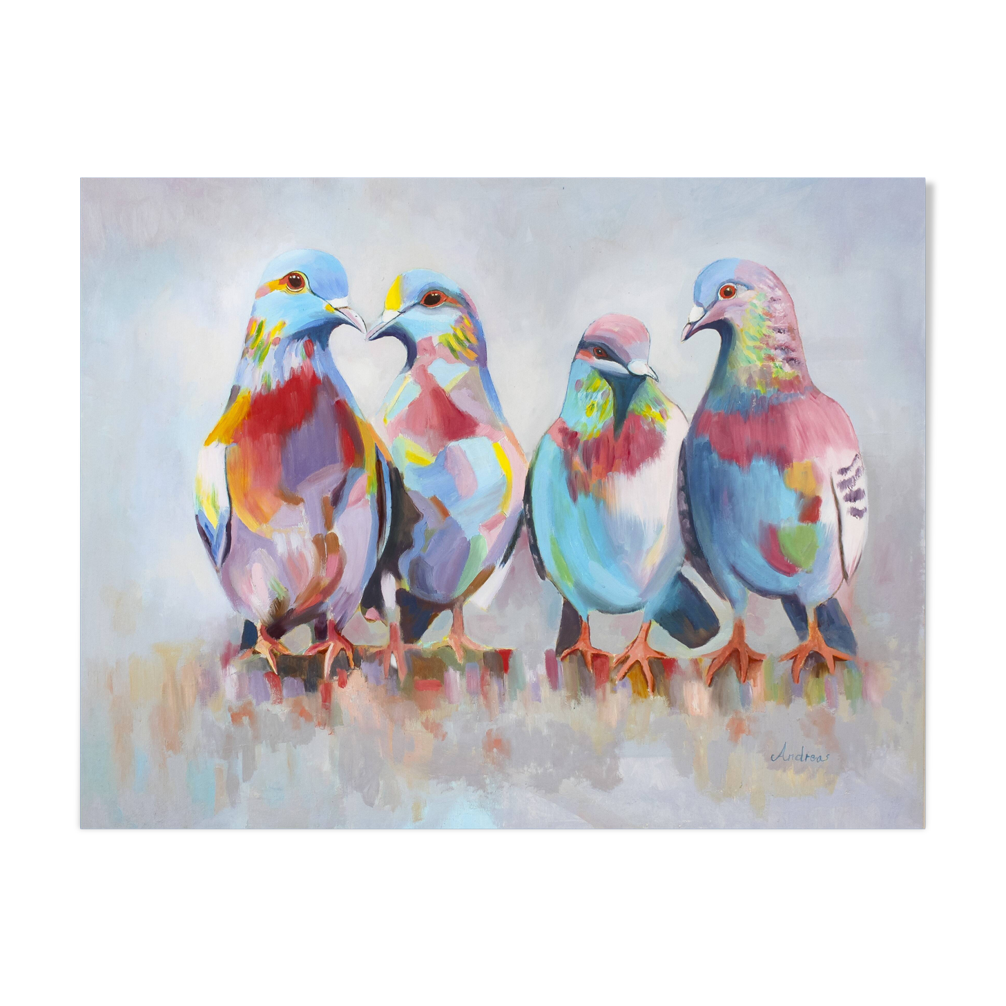 Painting of doves. Picture of doves. Doves in oil.