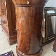 Rare Somno with drawer, Empire period Cuban mahogany and superb grooved marble.