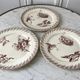 Trio of dessert plates Terre de Fer, faience digoin Sarreguemines, Buffon model