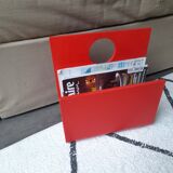 Red wood magazine holder