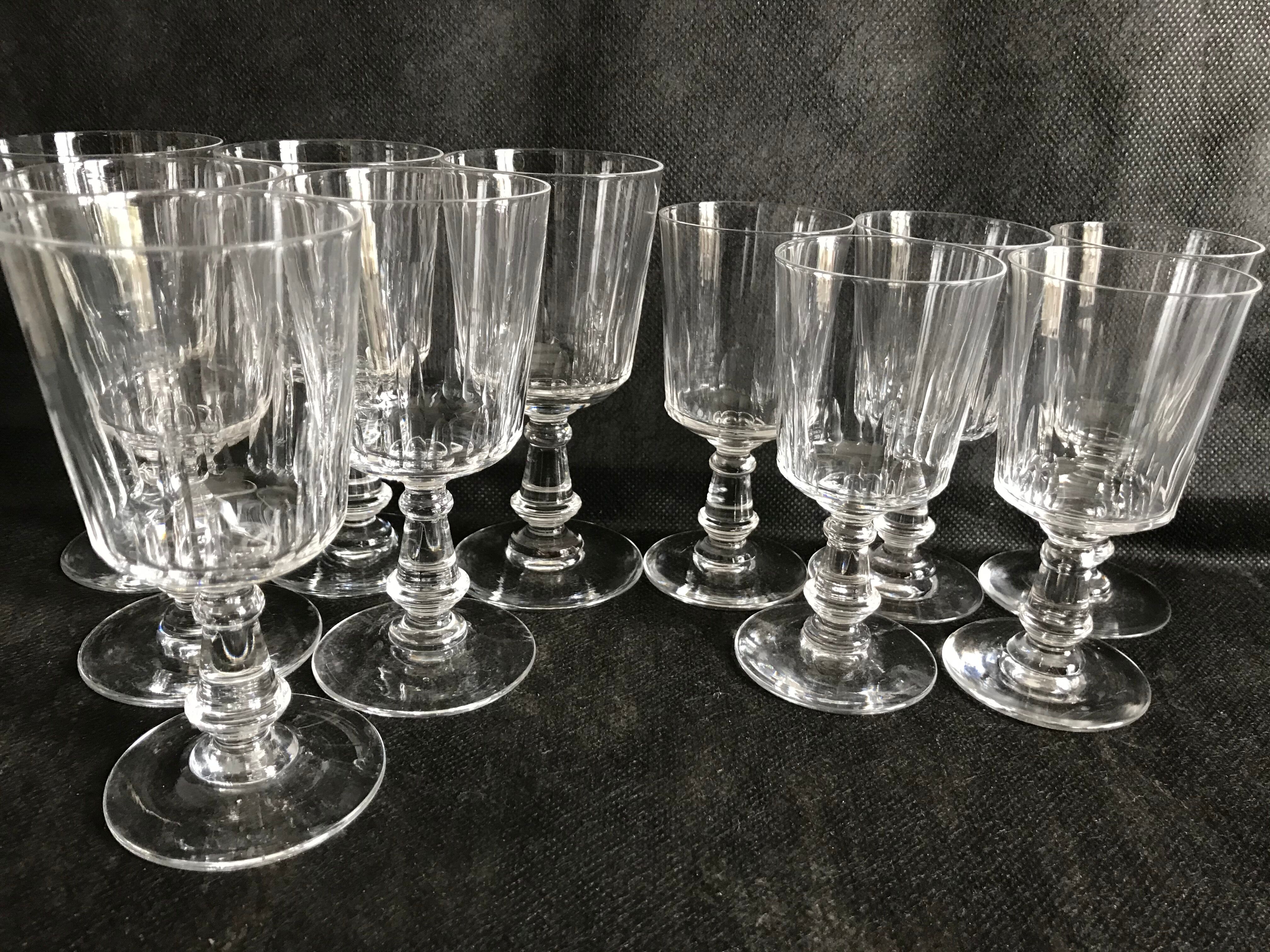 11 glasses and 1 wine carafe