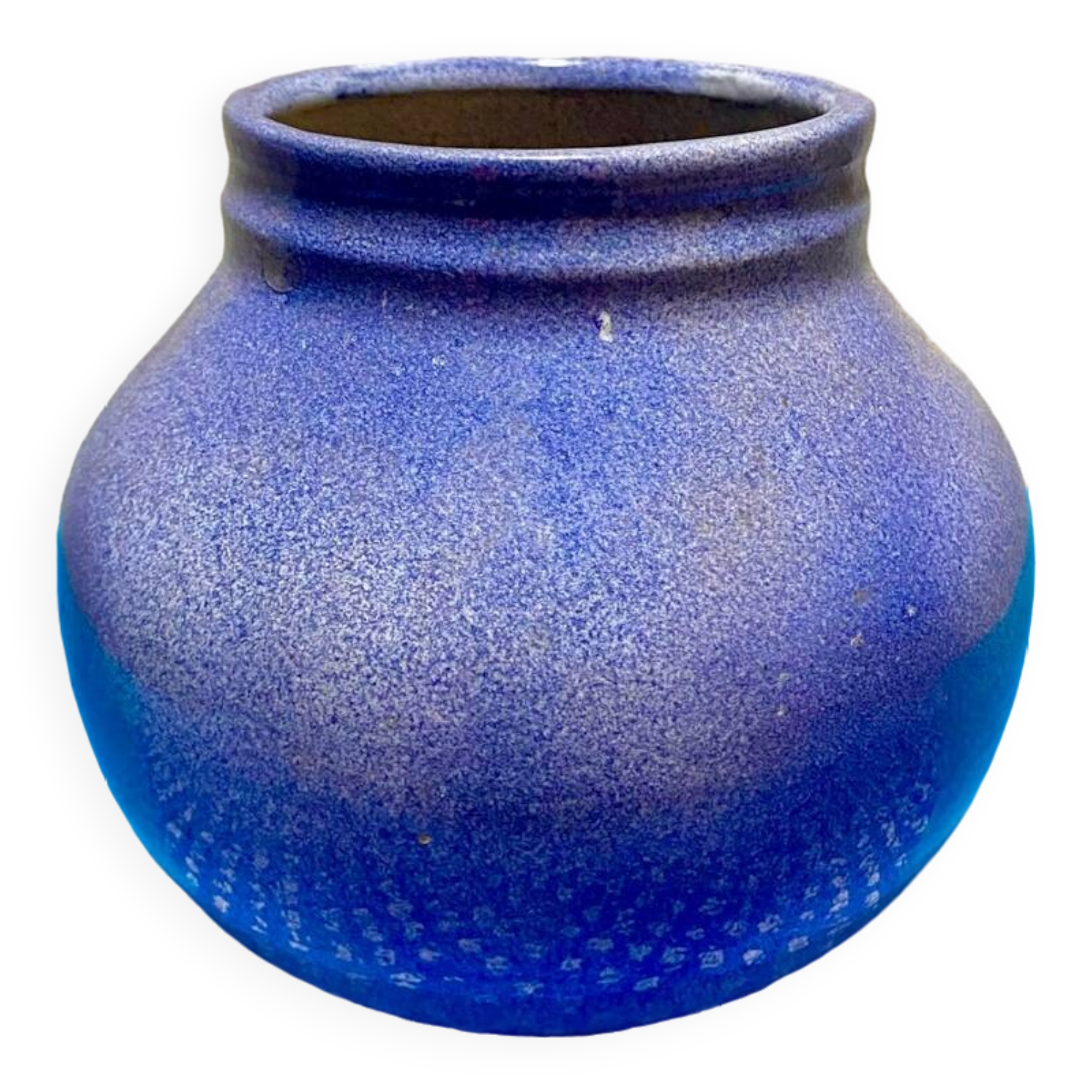 Blue ball vase signed Khoury