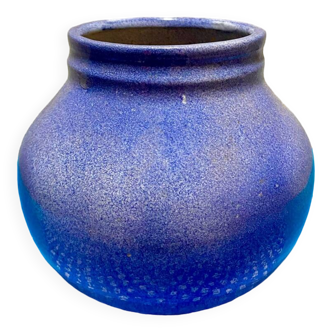 Vase boule bleu signé Khoury