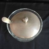 Silver plated glass sugar bowl