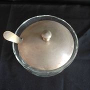 Silver plated glass sugar bowl