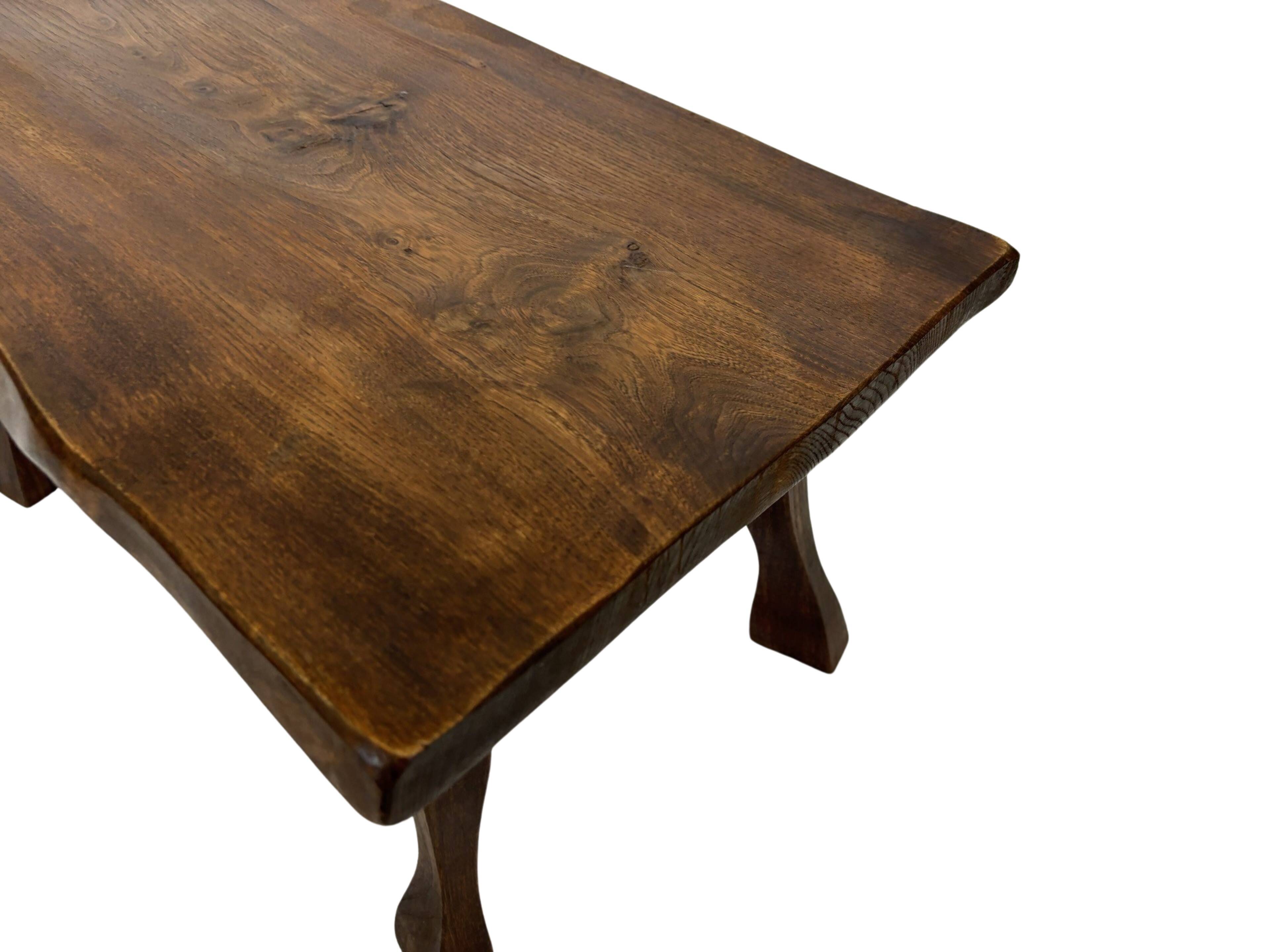 Vintage brutalist side table minimalistic design in dark wood