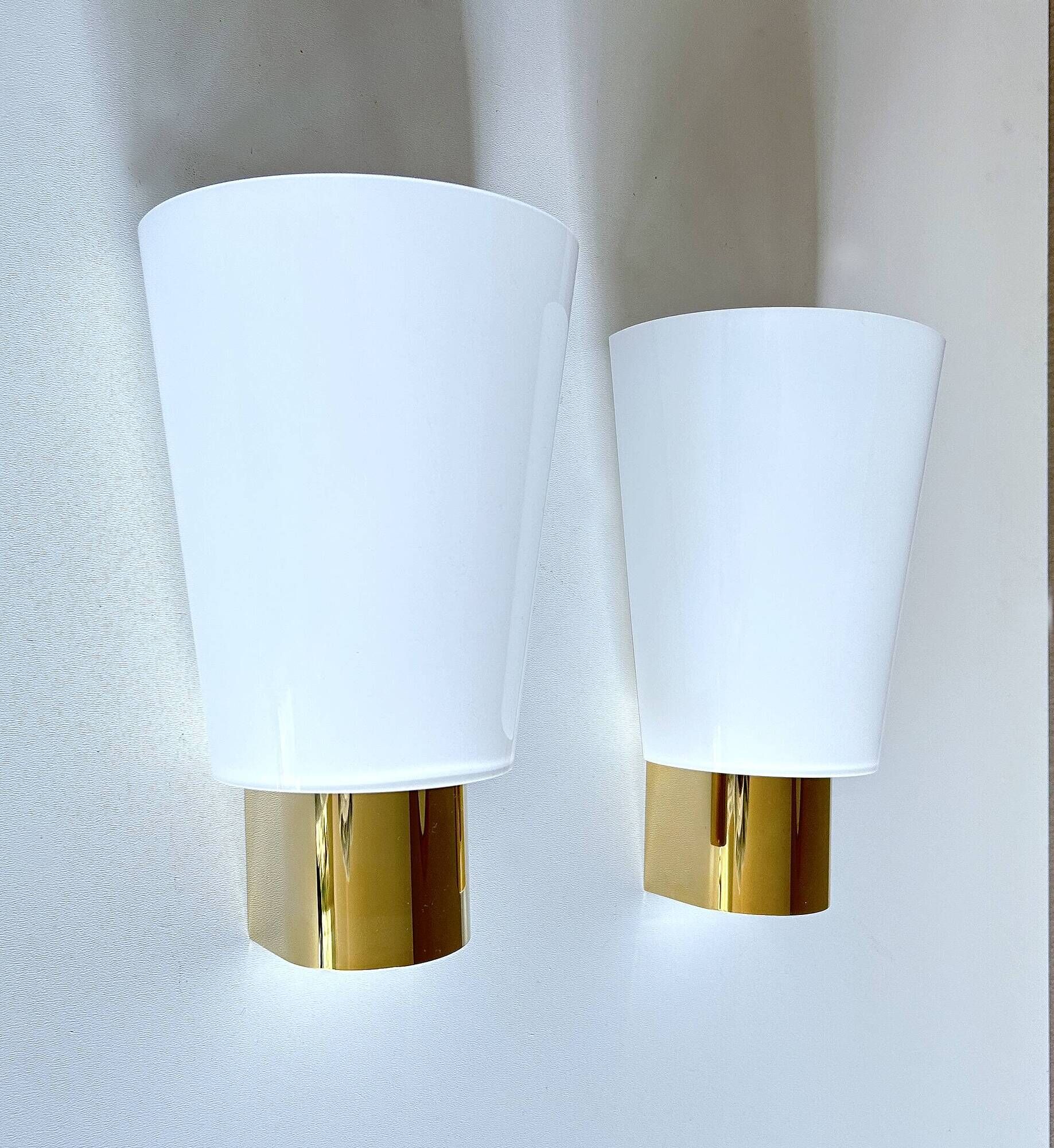 Pair of vintage Limburg wall lights, glass, 70s