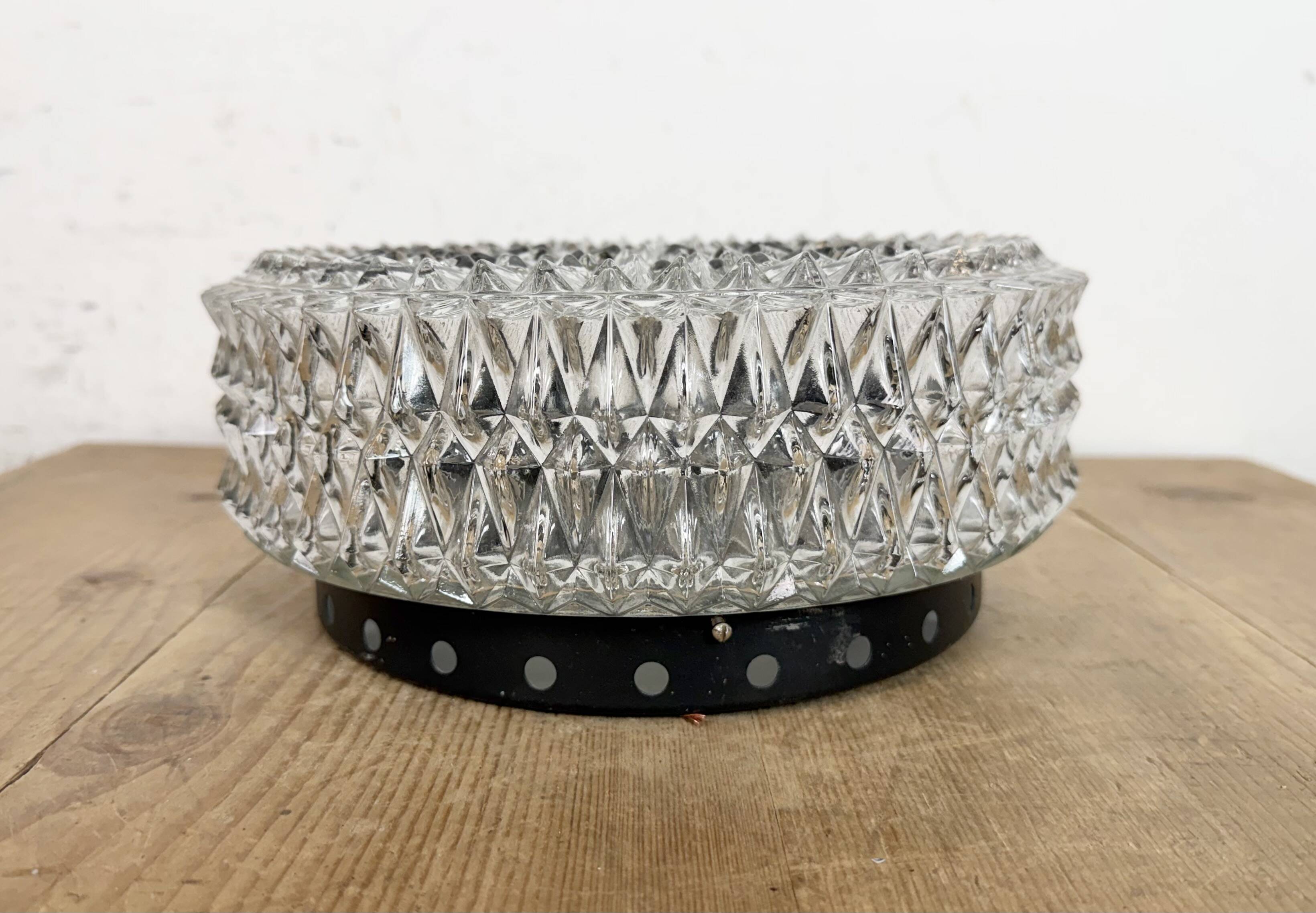 Applique ou plafonnier vintage en verre, années 1970