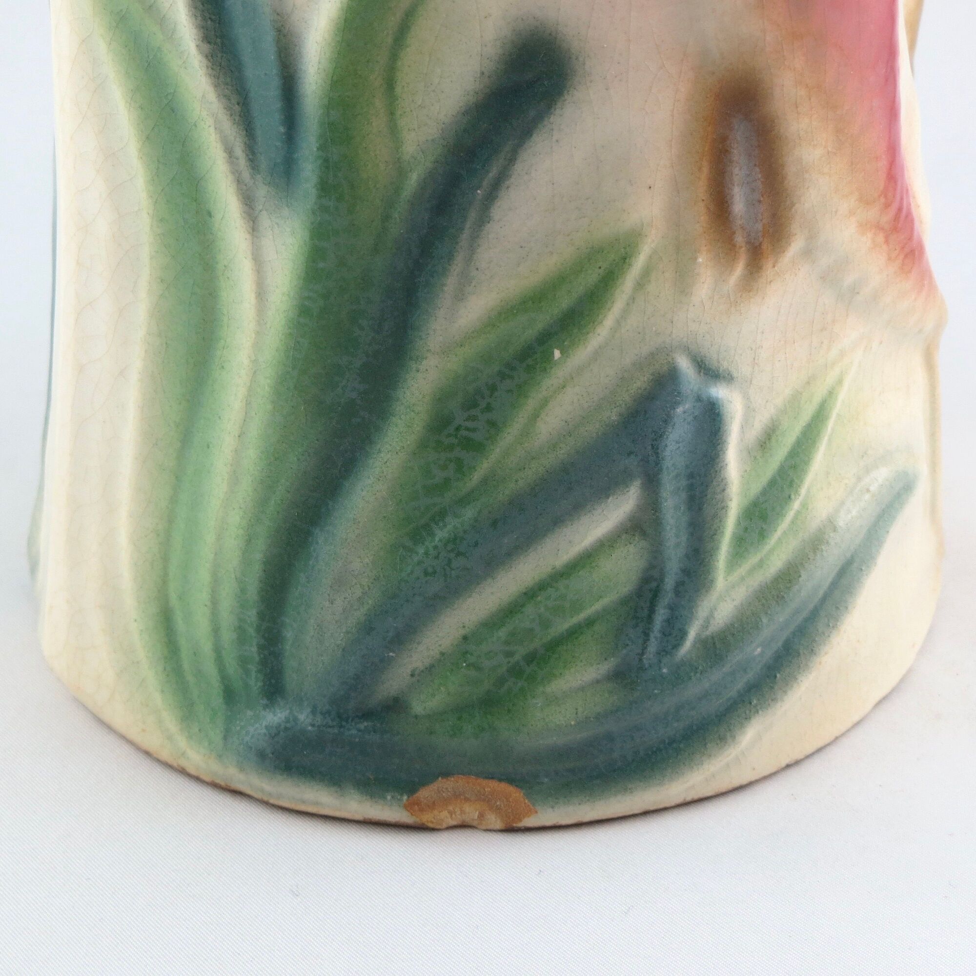Former pichet barbotine clairefontaine "the poissons" majolica jug fish 19th
