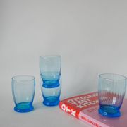 set of 4 art deco turquoise water glasses 1930