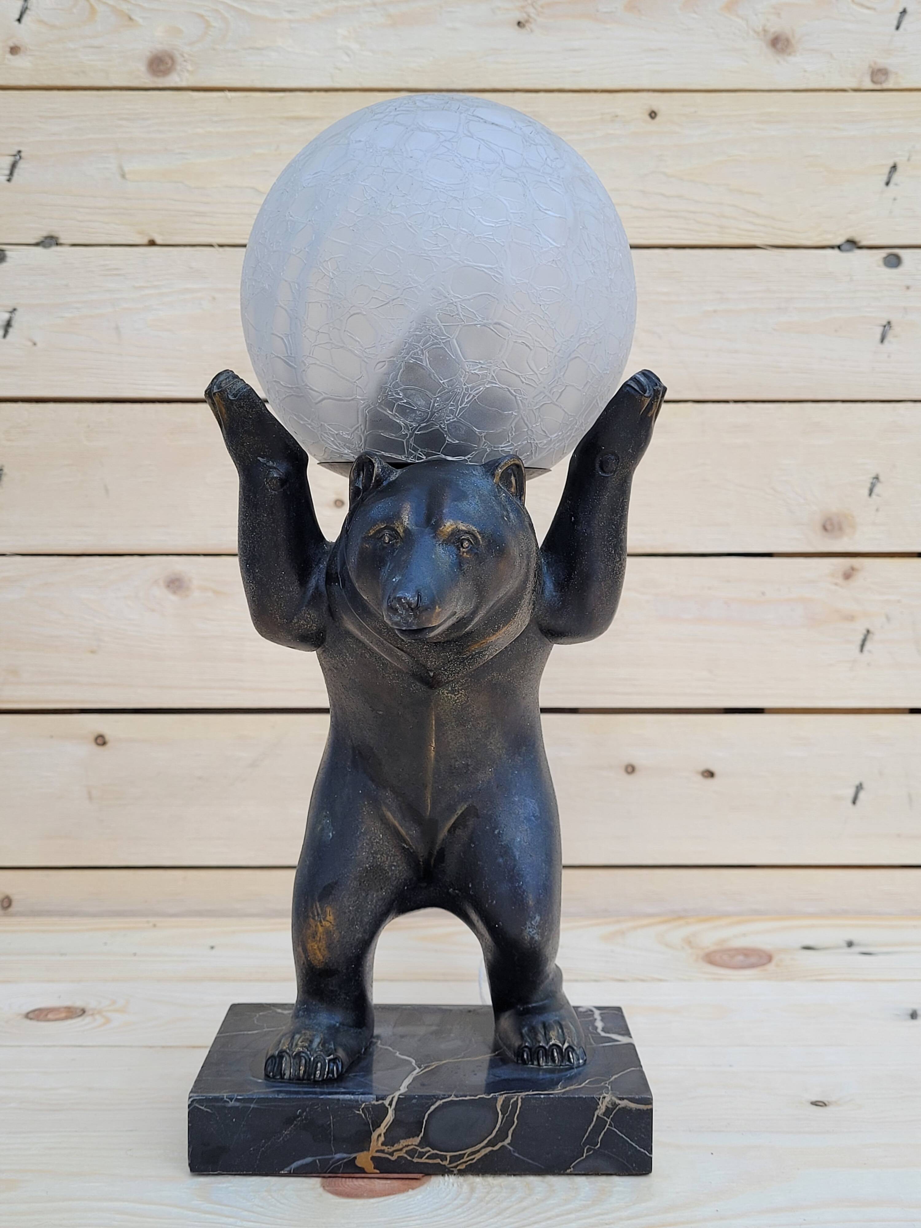 Art deco Bear lamp signed by the artist Irénée Rochard, circa 1930.