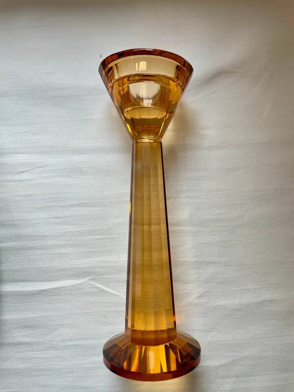 4 designer candle holders in colored glass