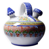 Spanish ceramic water bottle with vintage painted flowers