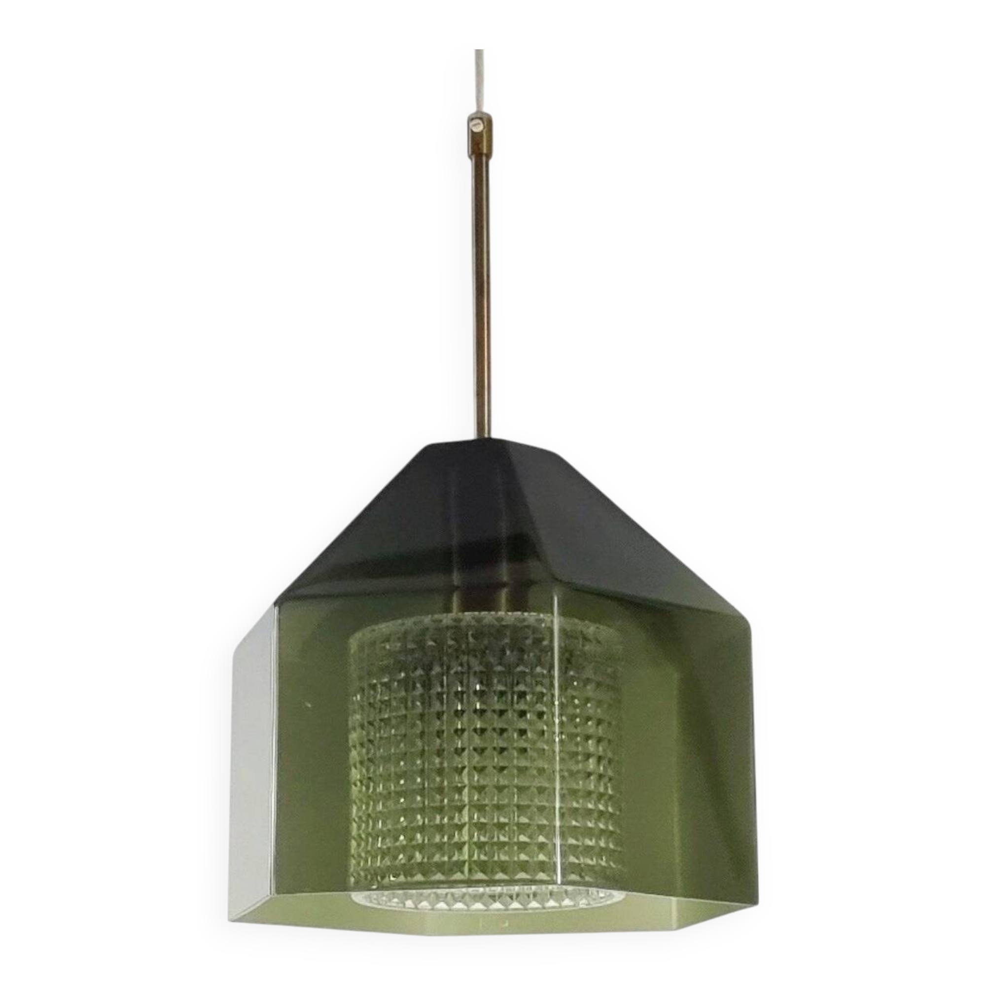 Mid-Century Scandinavian Glass & Brass Ceiling Light by C. Fagerlund, 1960s