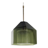 Mid-Century Scandinavian Glass & Brass Ceiling Light by C. Fagerlund, 1960s