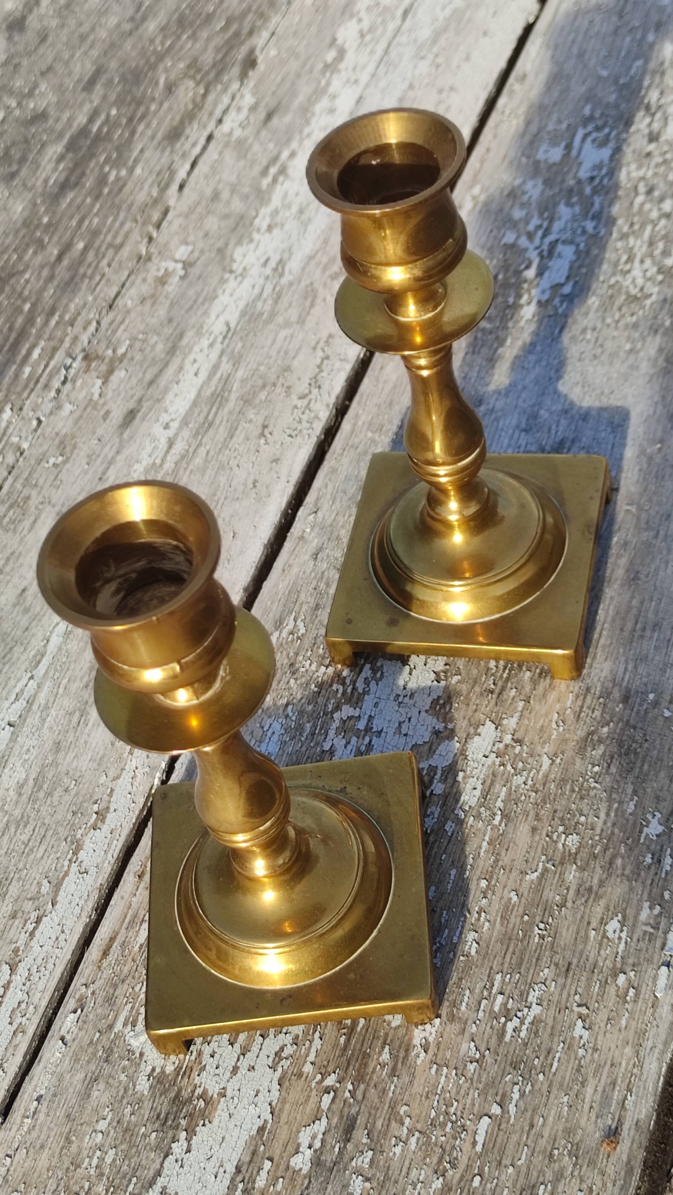 Pair of English golden candle holders