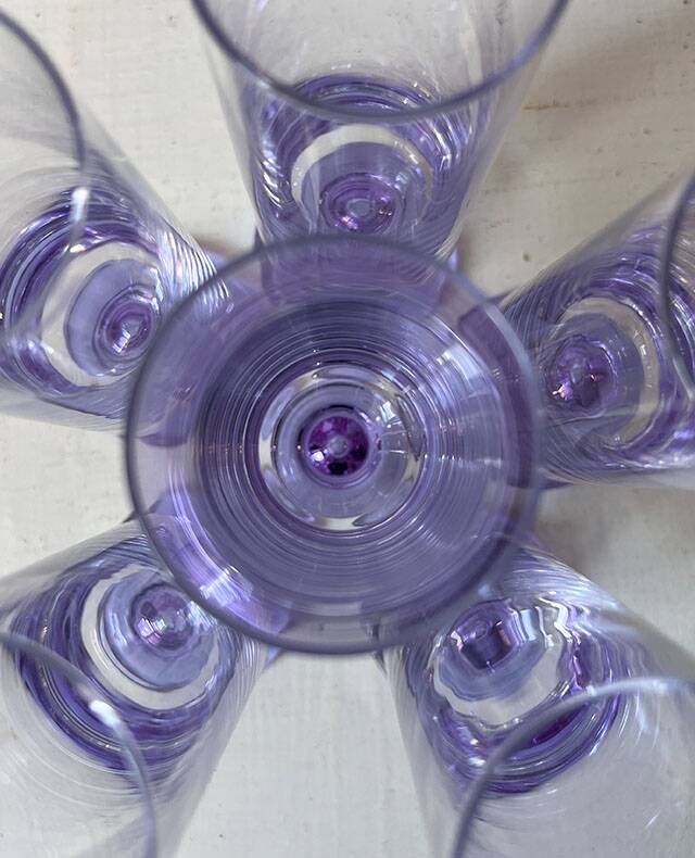 Set of 6 champagne flutes 1970