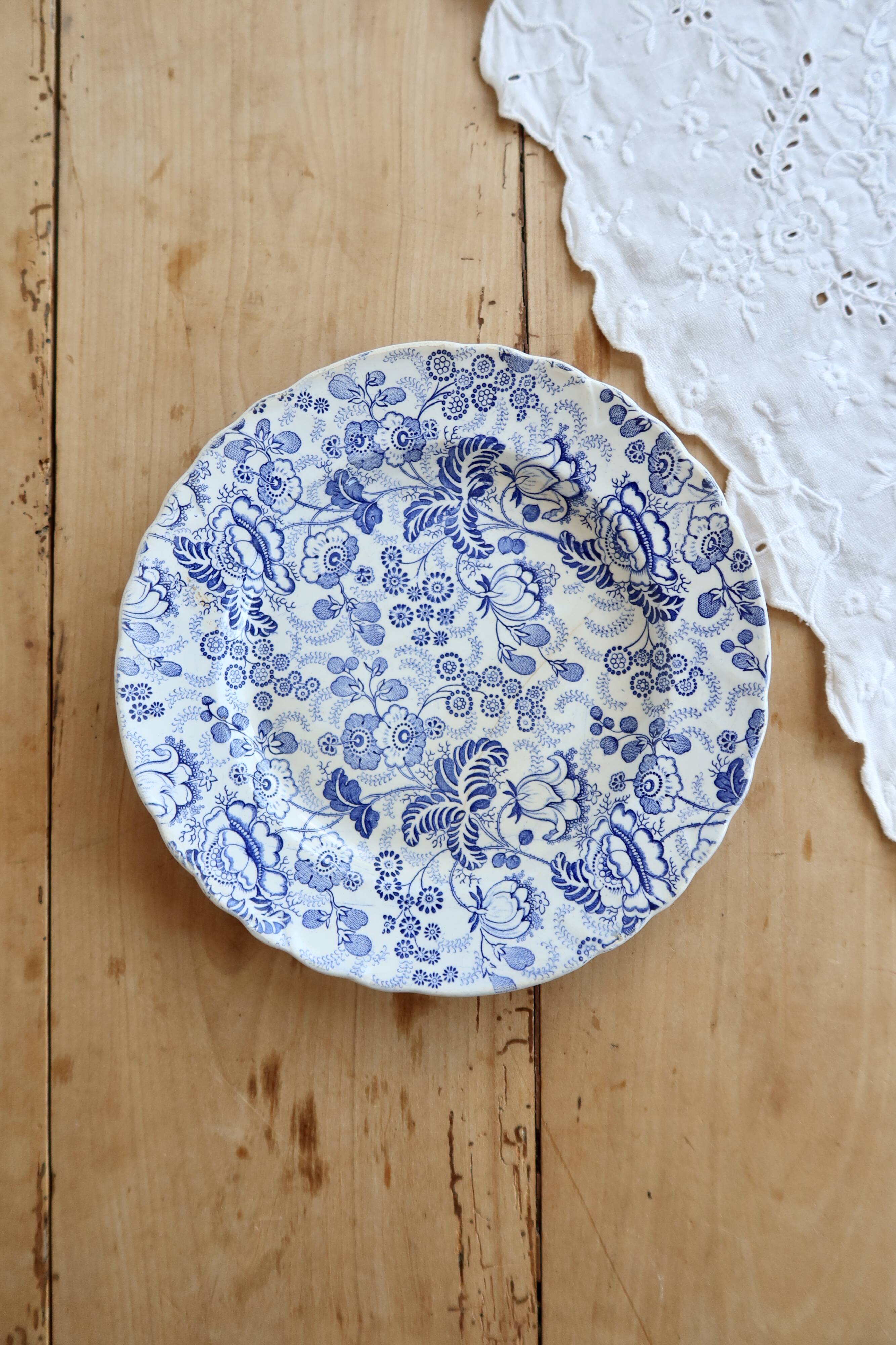 Antique plate Jules Vieillard Bordeaux – Opaque blue and white porcelain