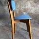 Pair of vintage bistro chairs in wood and light blue vinyl