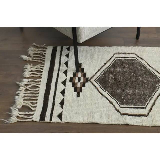 1970s Vintage Turkish Hand-Knotted Wool Cotton Beige Runner Rug 81x388