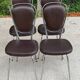 Set of 4 vintage chairs from the 60s/70s in brown faux leather with chrome compass legs.