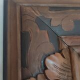 Pair of oils on cardboard with carved wooden frame. Spain 1950s.