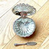 Chrome shell butter dish from the 70s