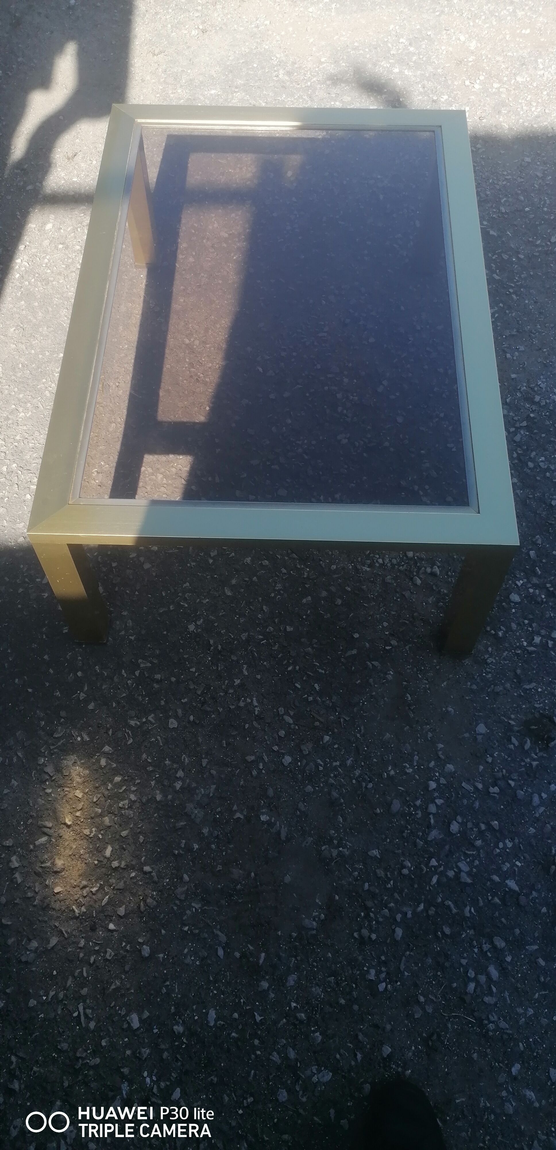Vintage coffee table golden aluminum