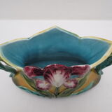 Former art nouveau planter in colorful dabbling iris décor