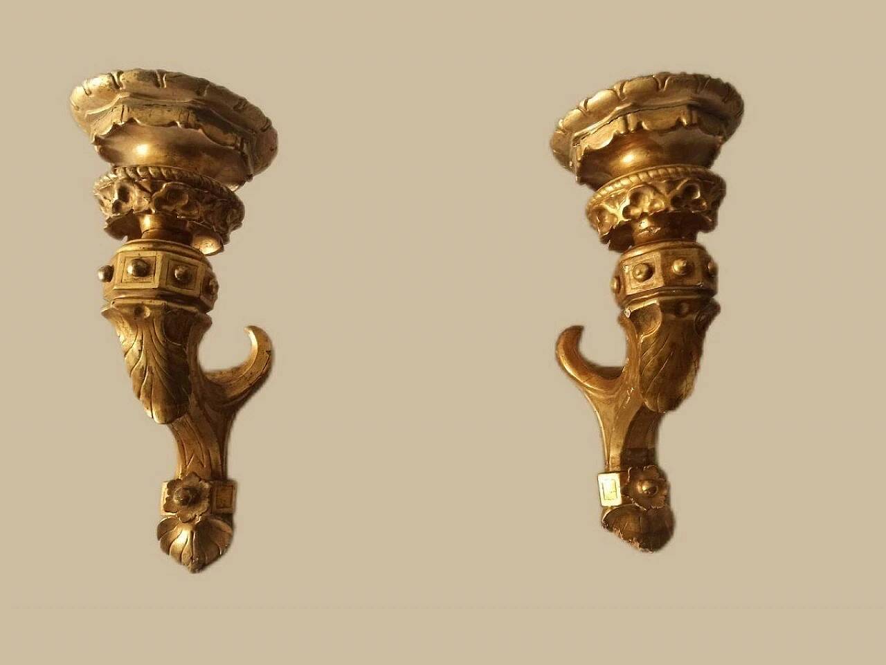 Pair of giltwood wall sconces, mid-19th century
