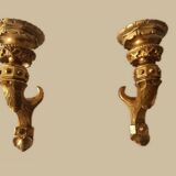 Pair of giltwood wall sconces, mid-19th century