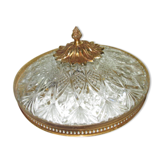 Plafonnier verre dorures style XIXème