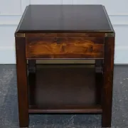 Table de Chevet Vintage Military Campaign en Acajou et Laiton